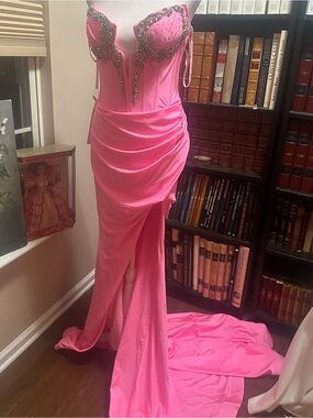 NEW Portia and Scarlett Purple crystal Dress Gown pageant pink bustier 4-6 small